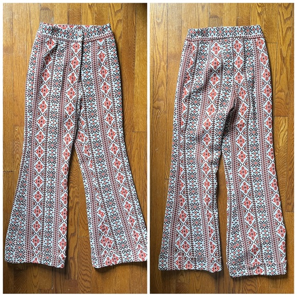 Vintage 1960s Hungarian or Ukrainian embroidered high waisted flare pants - Picture 3 of 7